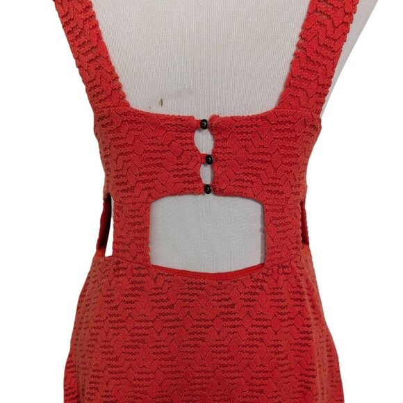 Free People Crochet Dress Womens Size Medium Orange Boho Keyhole Sleeveless - Picture 9 of 11